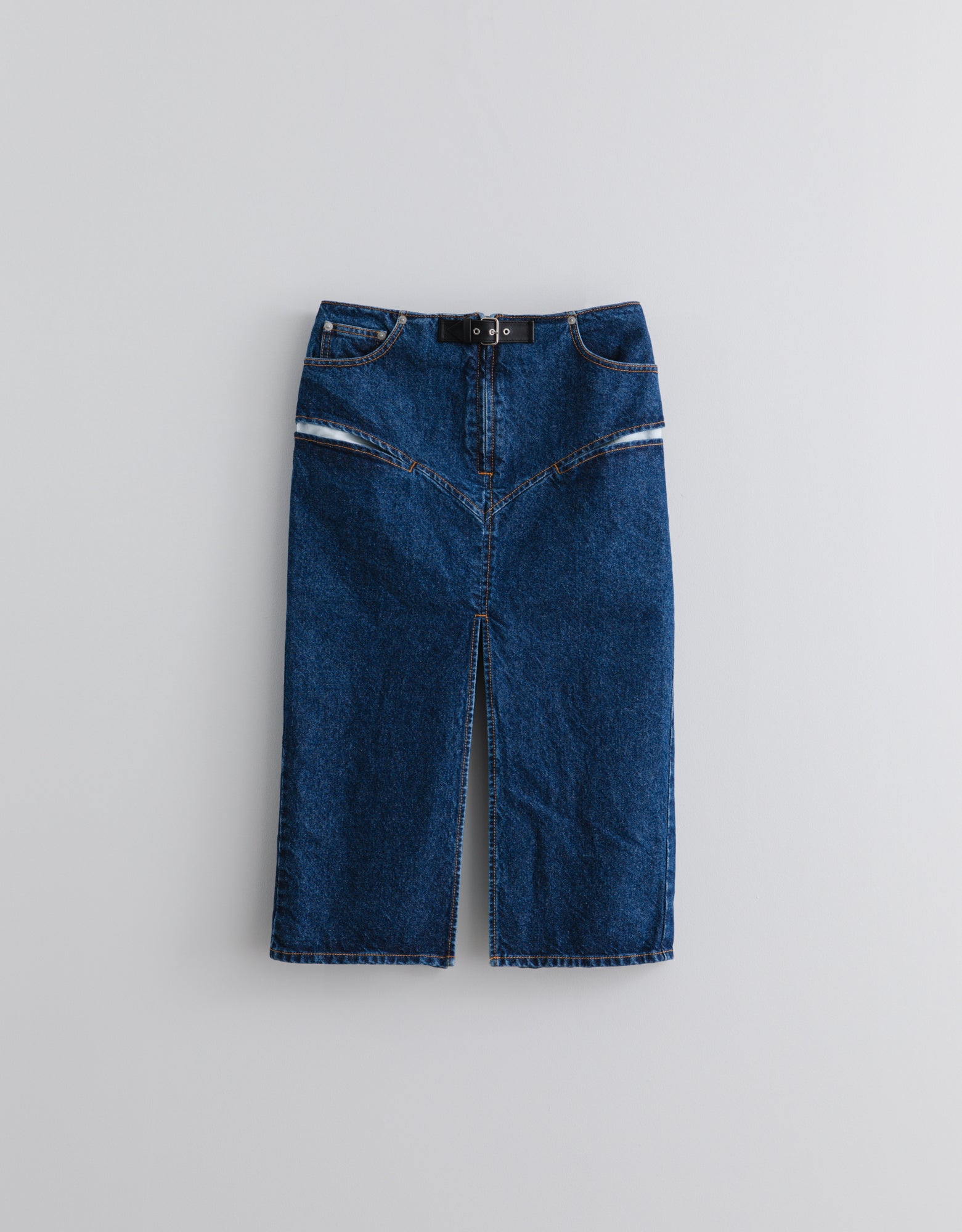 Cut-Out Denim Midi Skirt – FERN OST GALERIE